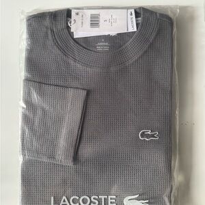 Lacoste Gray waffle knit lounge shirt